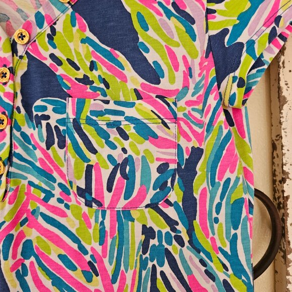 Lilly Pulitzer Palmira V-Neck T-Shirt Dress Size Small Vibrant Colors - Picture 2 of 5